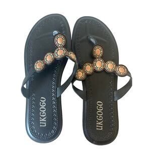 UKGOGO beaded taupe blue size eu 41